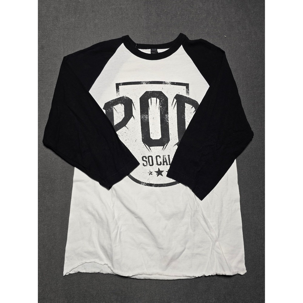 P.O.D. So‎ Cal Band Long Sleeve Baseball Raglan T-Shirt Black White Graphic L